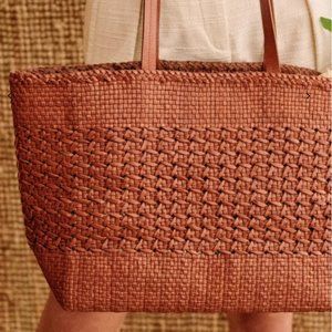 Sezane CRIS leather woven tote bag